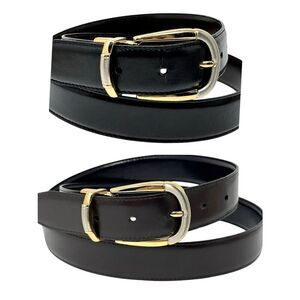 John Henry Black Brown Reversible Leather Dress Belt Mens Sz 38